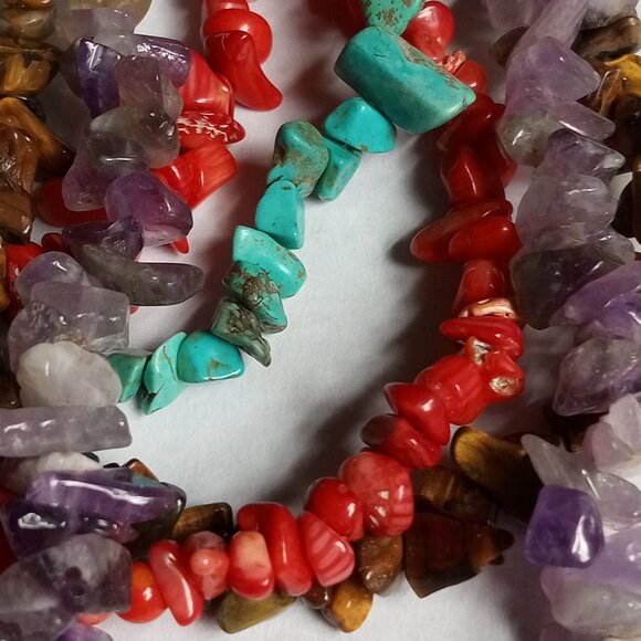 Handmade Four Strand Genuine Semi-Precious Stone Necklace 90g - Picture 11 of 13
